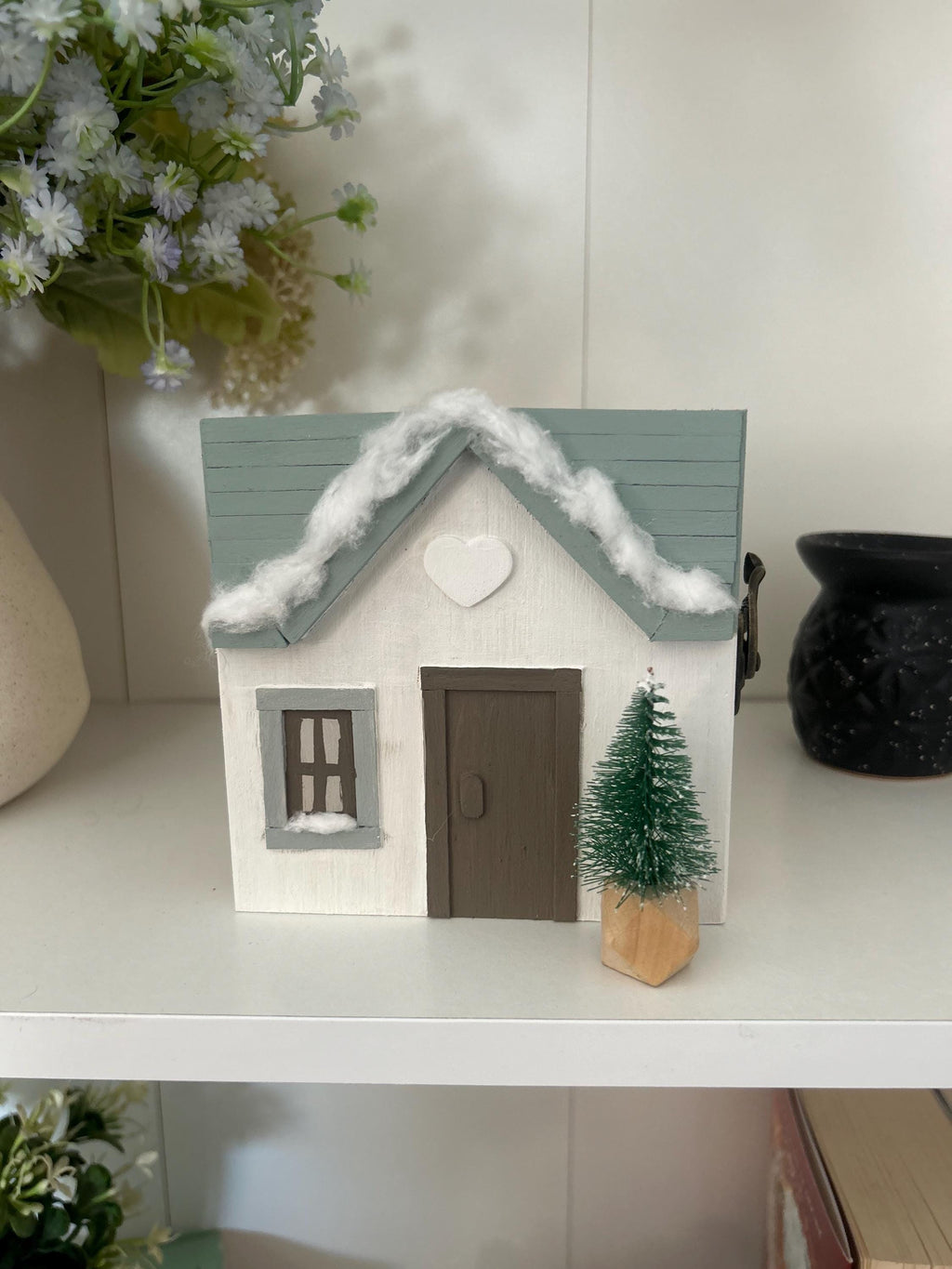 Cajita de madera decorativa | Caja de recuerdos 12 x 12 cm | Regalo bebé – decoración habitación infantil – estilo invernal