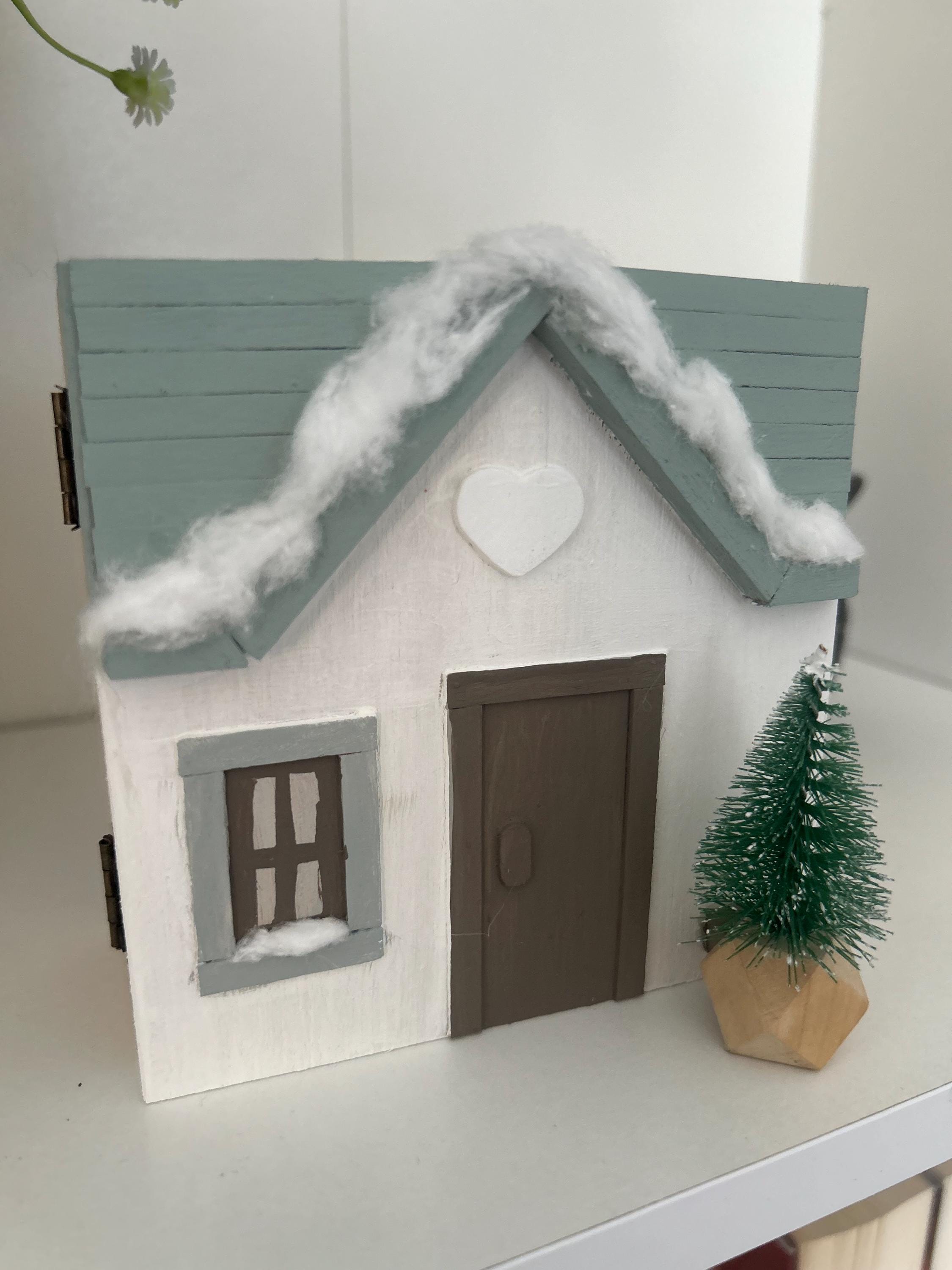 Cajita de madera decorativa | Caja de recuerdos 12 x 12 cm | Regalo bebé – decoración habitación infantil – estilo invernal