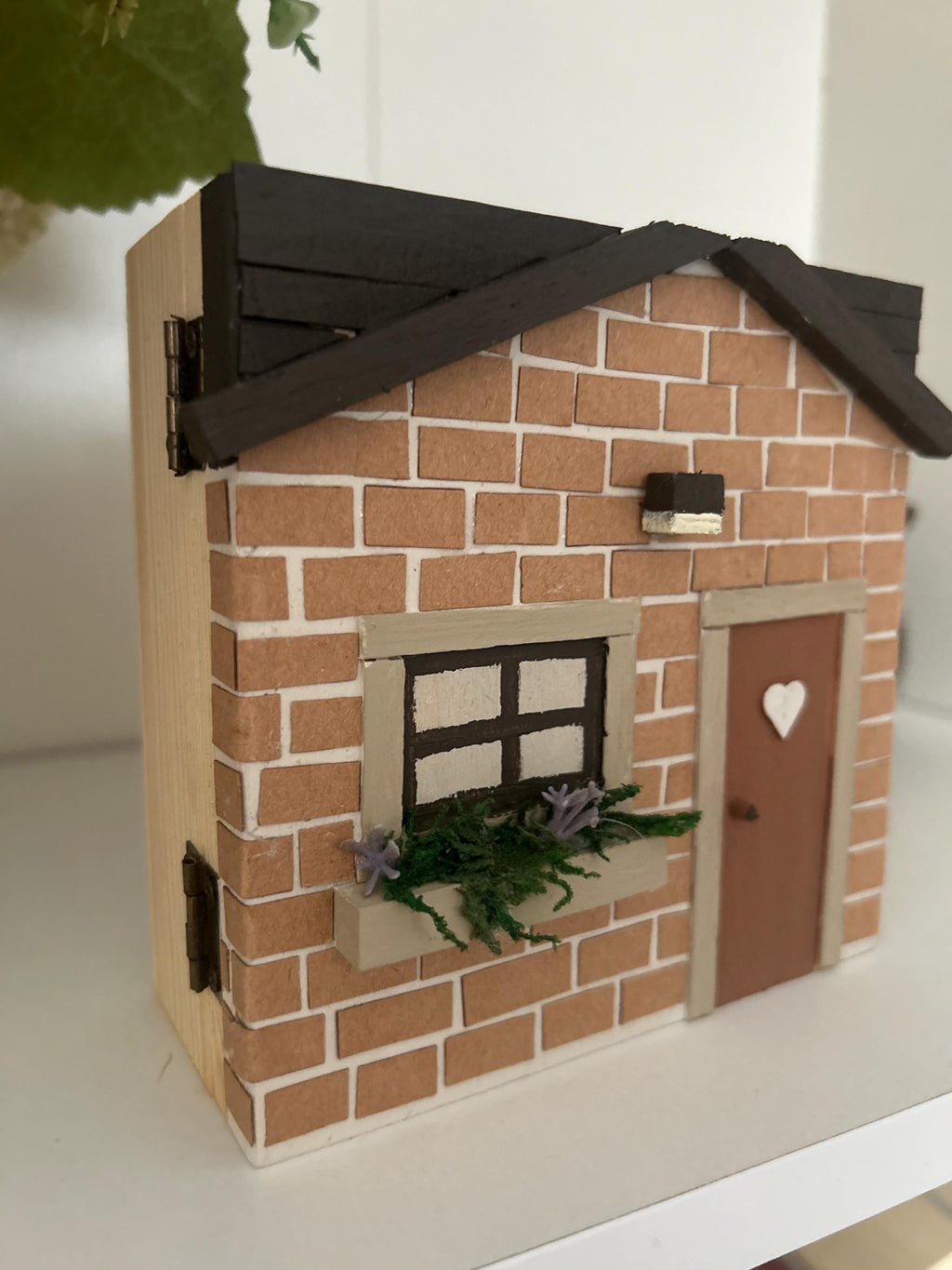 Casita de madera decorativa | Caja de recuerdos 12 x 12 cm | Regalo bebé – decoración habitación infantil – estilo neutro natural