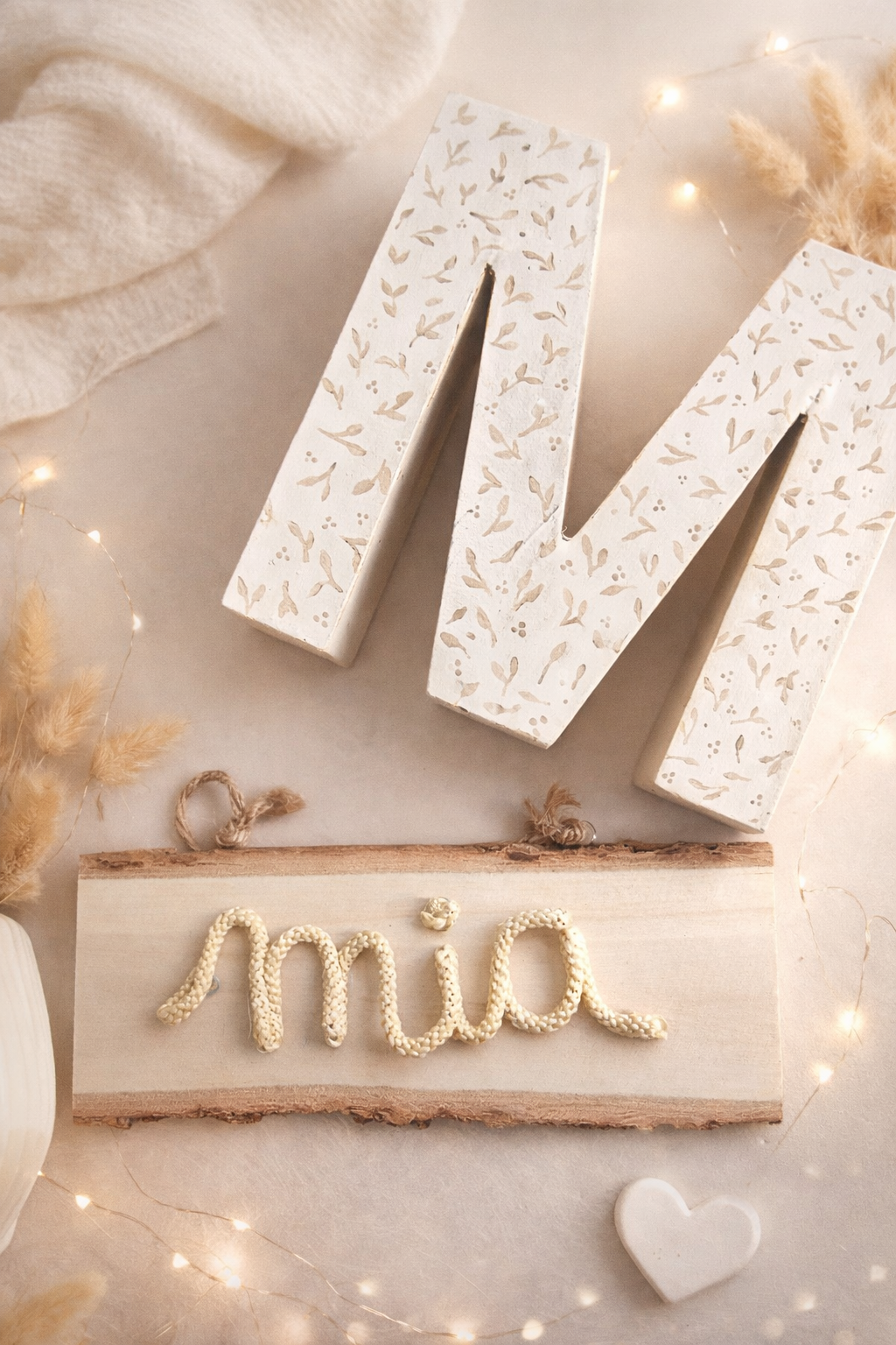 Pack Su Primer Rincón – Nombre para Puerta + Inicial Personalizada | Decoración Infantil Artesanal